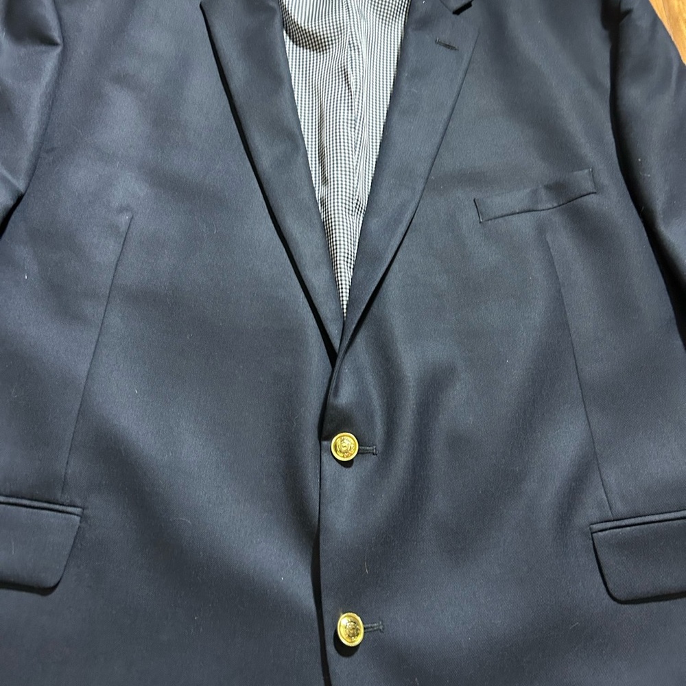 Stafford Men’s Navy Wool Blazer Sport Coat Jacket, 2 Button, Single Vent, 54L - Picture 5 of 14